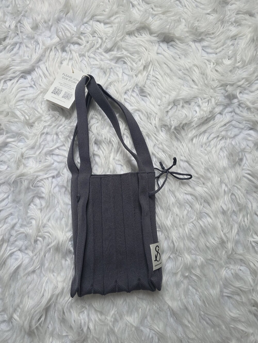 Gray Ribbed Mini Shoulder Bag - Sleek Everyday Carry